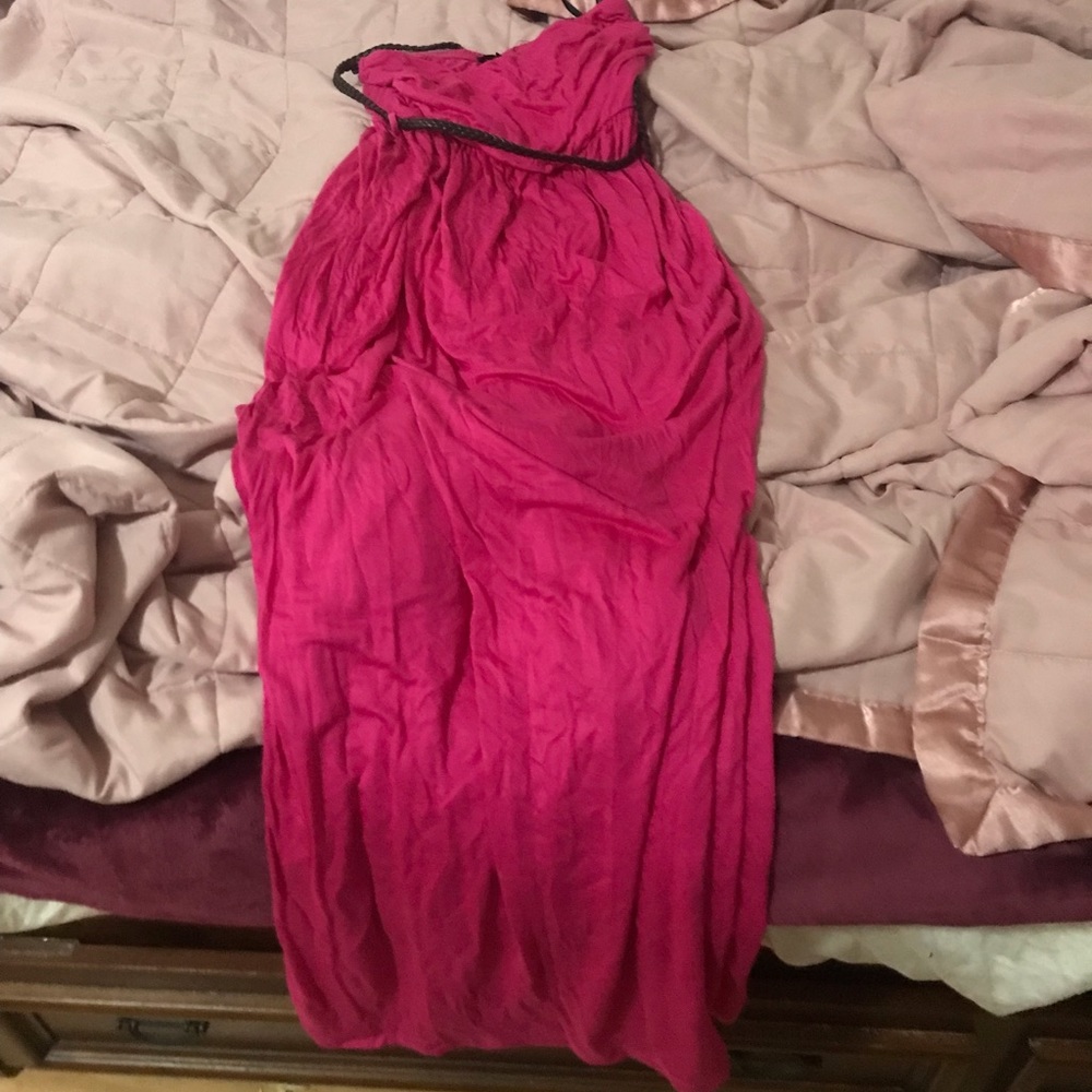 Pink dress with brown belt. - Picture 2 of 4